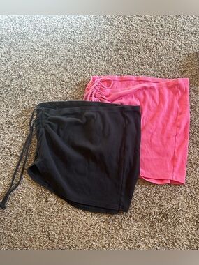 aerie Ribbed Mini Skirt Duo - Black & Hot Pink Medium